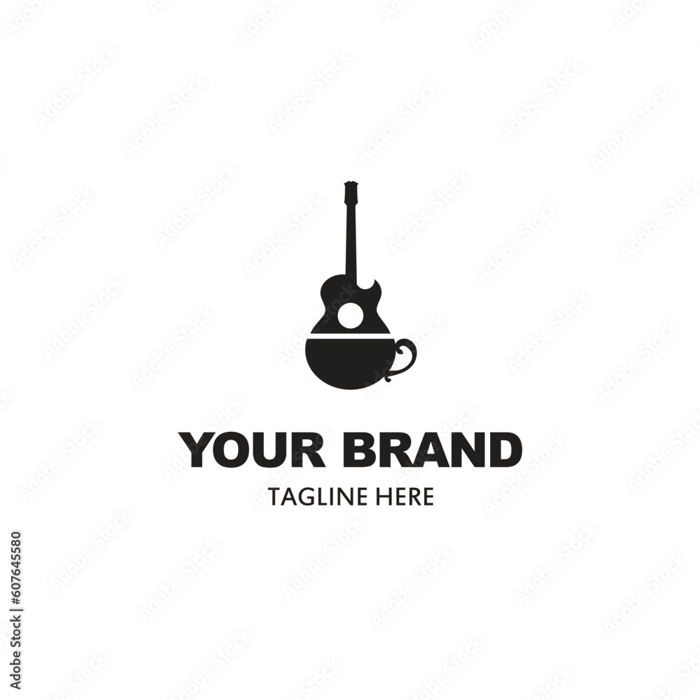Obraz premium coffee cup and guitar logo