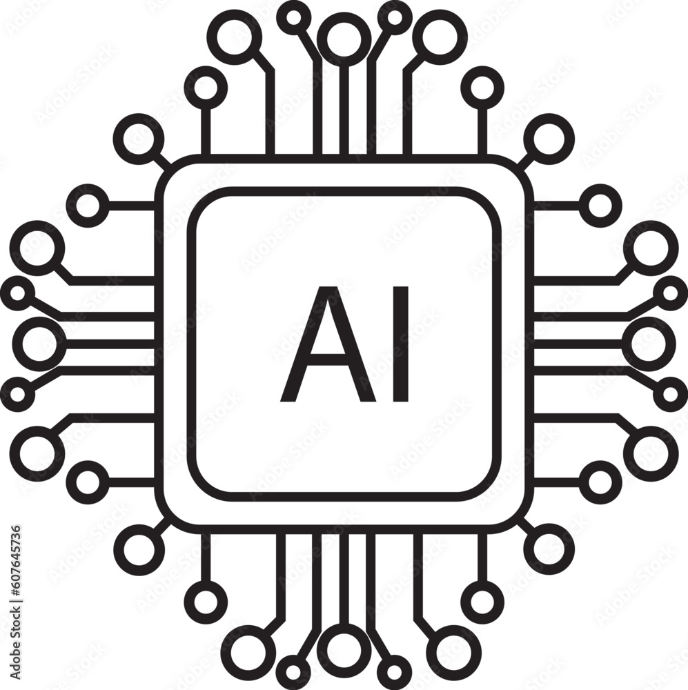 chip shape icon design vector with text ai in the center and outline on outside, this design represents about ai network. This design can be used as a decorative illustration chip shape icon design vector with text ai in the center and outline on outside, this design represents about ai network. This design can be used as a decorative illustration
