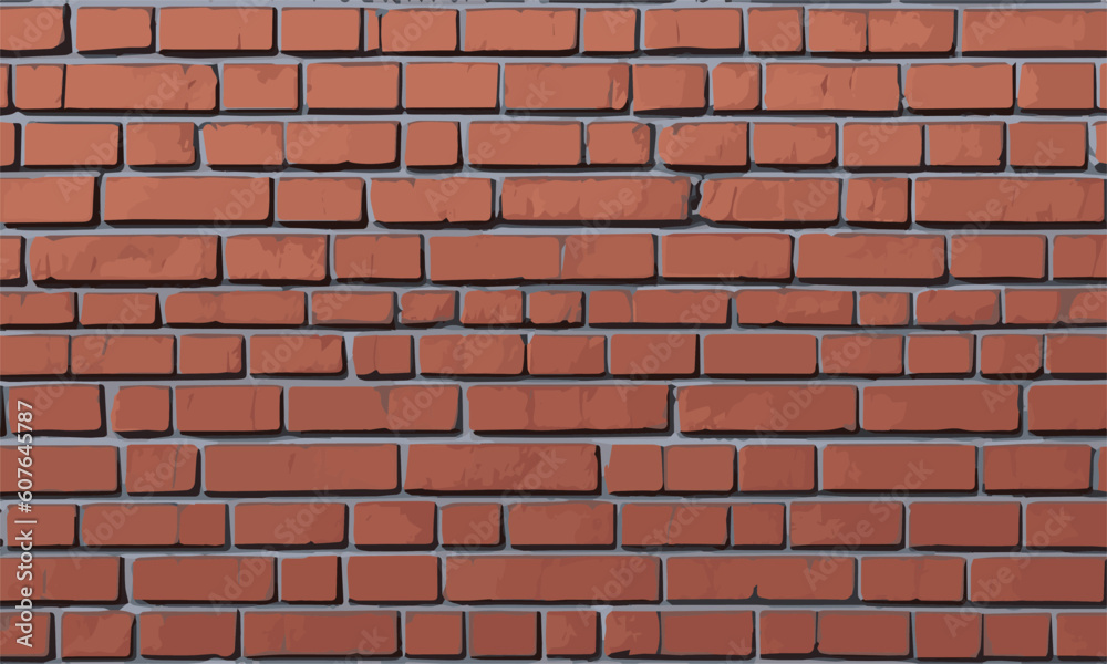 Old brick wall texture seamless pattern vector illustration, crack brick wall surface background
