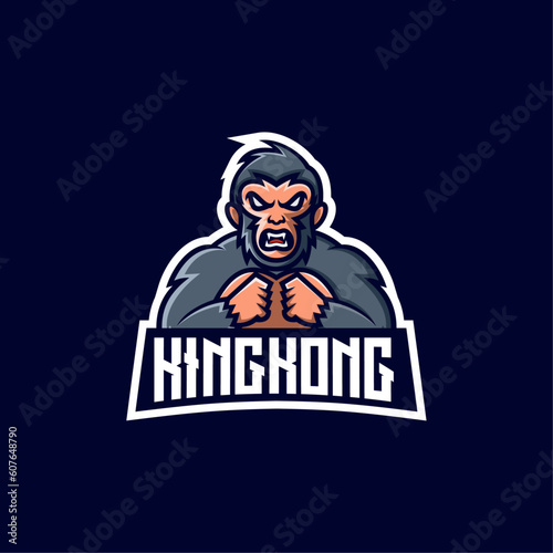 Vector Logo Illustration King Kong E- Sport and Sport Style. © Artnivora