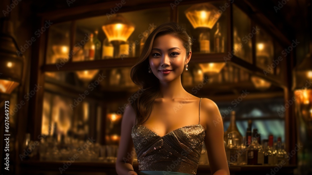 キャバクラ・ラウンジ・クラブ・ガールズバーで働く水商売の女性（Generative AI）
