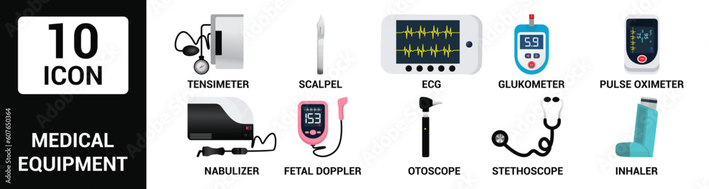 medical equipment flat icon set for web medical equipment flat icon set for web