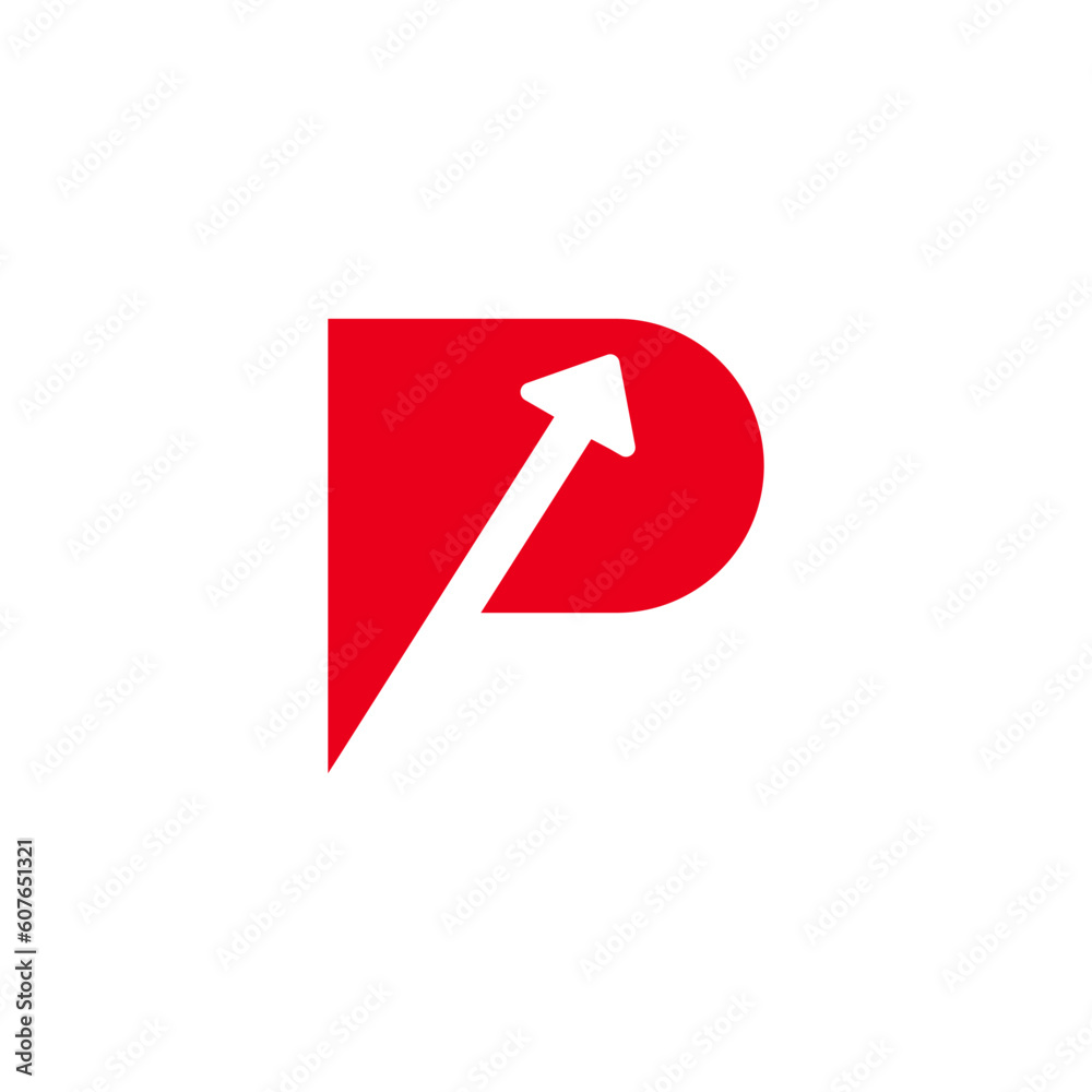 Initial P Logo. letter p with with arrow for Business and logistic Logos, Flat Vector Logo Design Template, vector illustration - obrazy, fototapety, plakaty 