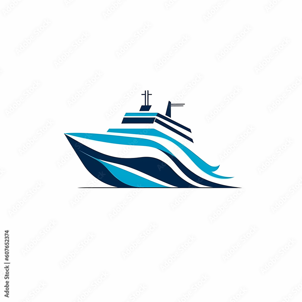 Fast Cargo Ship Modern Style Logo Illustration