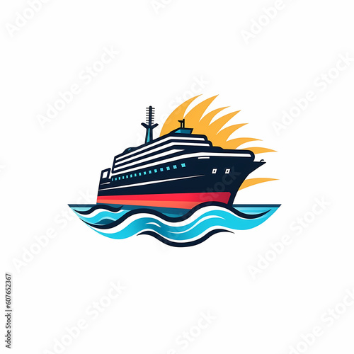 Fast Cargo Ship Modern Style Logo Illustration
