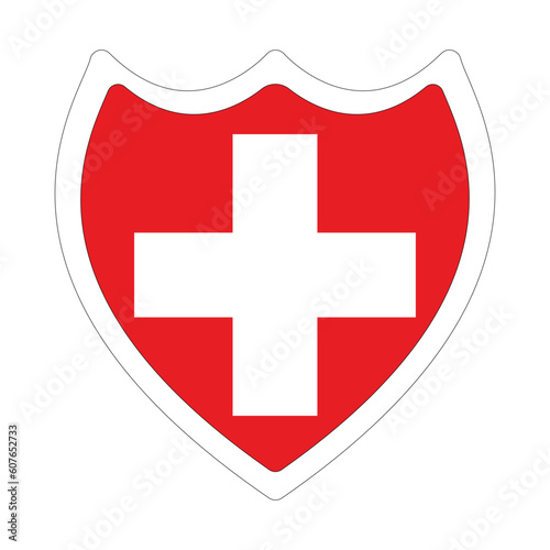 Flag of Switzerland in shape. Swiss flag in shape