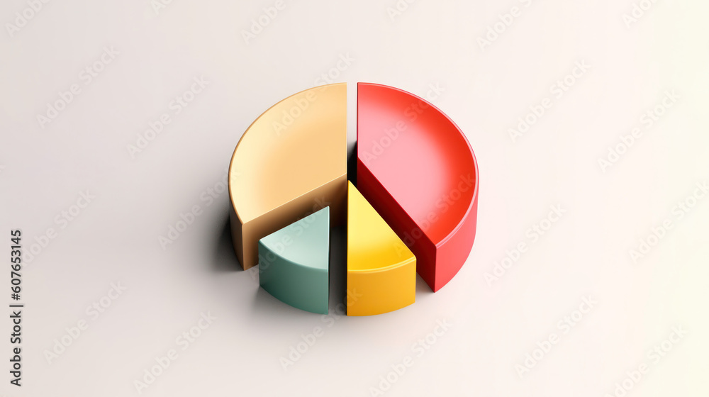 Fototapeta premium Pie chart 3D illustration isolated on white background. Generative AI.