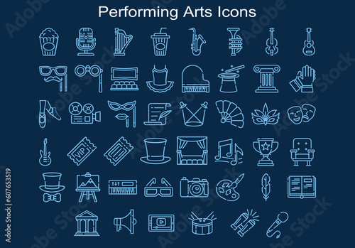 Performing Art linear icon set. Editable stroke. Painting and creative hobbies. Museums and exhibitions. Contemporary art and design © Rahul
