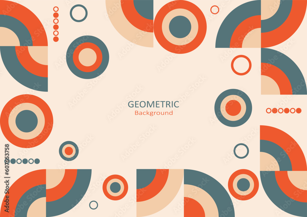 Geometric abstract background. Design elements with circle and semi-circle shapes. Copy space for text. Vector Illustration.
