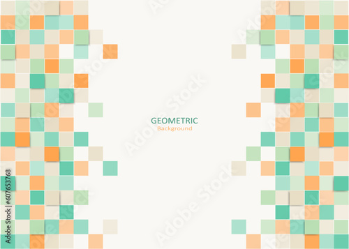 Geometric abstract background. Design elements with pastel colors and square shapes. Copy space for text. Vector Illustration.