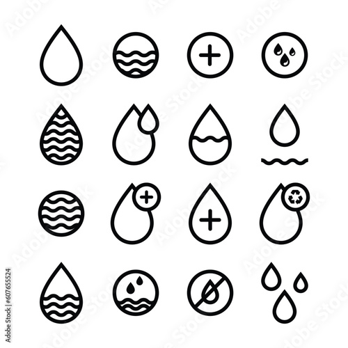 set water icon collection. Editable vector pack of water line icons. A drop of water. vector
