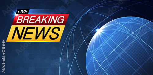 Breaking news background business or technology of world the template. breaking news text on dark blue with light effect. digital technology, TV news show broadcast. vector design.
