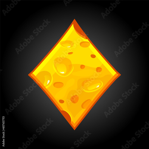 Diamond Suit Symbol in cheese texture. Cartoon spades icon