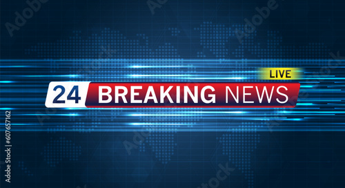 Breaking news background business or technology of world the template. breaking news text on dark blue with light effect. digital technology, TV news show broadcast. vector design.
