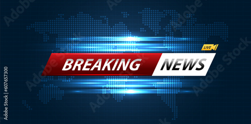 Breaking news background business or technology of world the template. breaking news text on dark blue with light effect. digital technology, TV news show broadcast. vector design.