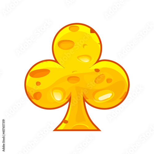 Club Suit Symbol in cheese texture. Cartoon spades icon.