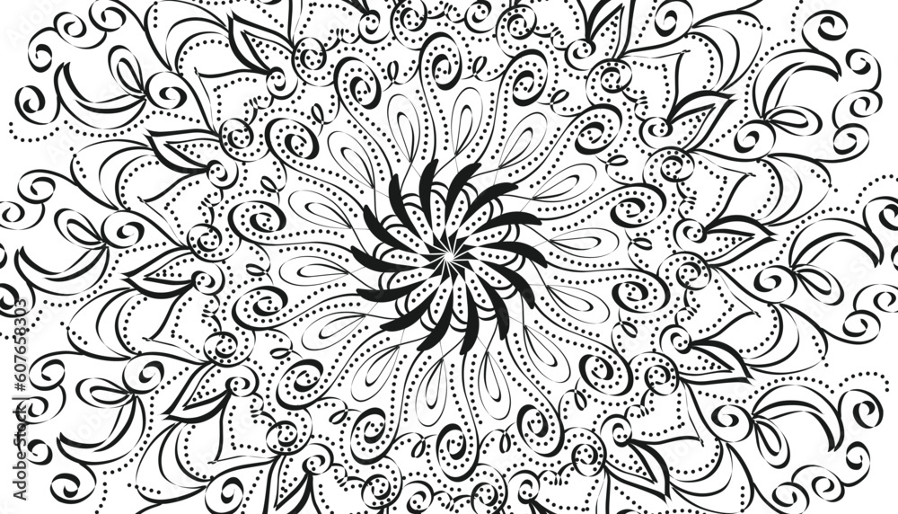 Black mandala motif decoration illustration. Perfect for background posters, banners, advertisements, websites, book covers