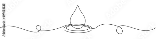 Water drop in continuous line drawing style. Line art of drop icon.
