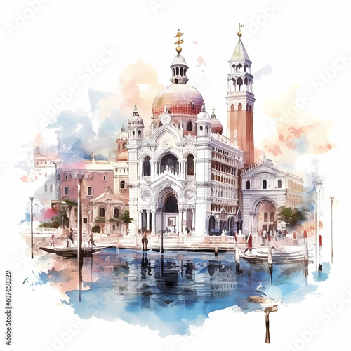 Venice Landscape Illustration. Generative AI