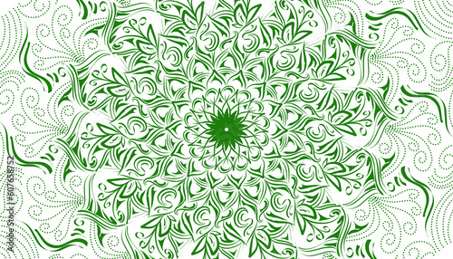 Green mandala motif decoration illustration