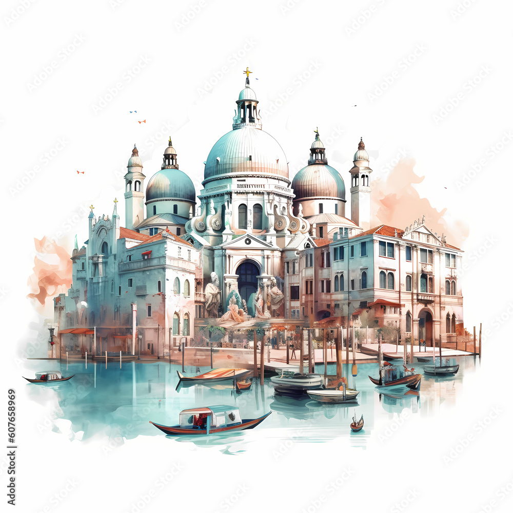 Venice Landscape Illustration. Generative AI