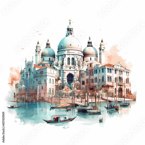 Venice Landscape Illustration. Generative AI © imazydreams