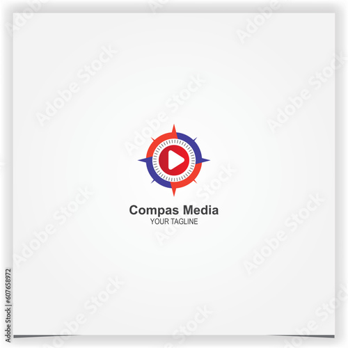 Vector compass media play logo premium elegant template vector eps 10