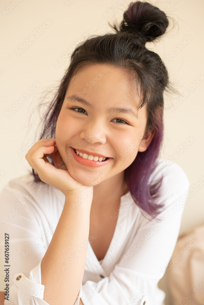 Happy teen girl 11-15 year old. Portrait beautiful woman smiling with perfect smile and white teeth. asian lady girl wear casual cloth with smiling looking at camera. White background. Happy teen girl 11-15 year old. Portrait beautiful woman smiling with perfect smile and white teeth. asian lady girl wear casual cloth with smiling looking at camera. White background.