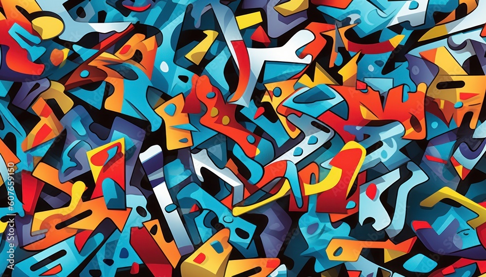 Fototapeta premium Doodle Art Seamless Pattern, Fashion Textile, Sport clothes, Street Art Graffiti Style Background. Generative Ai