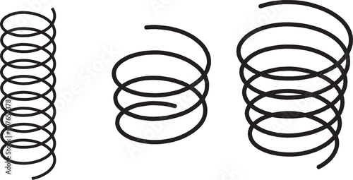  various shaped metal springs tapering. coil spring on blank background 