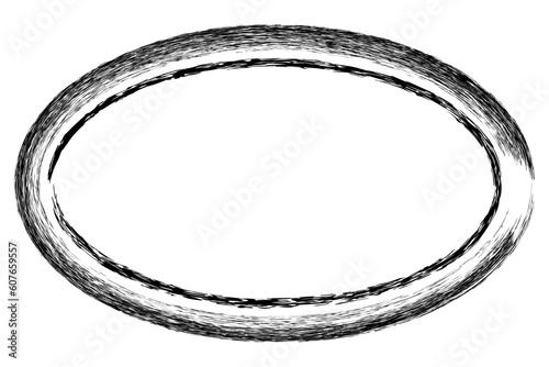 vector simple double line oval frame from black crayon, at white background 