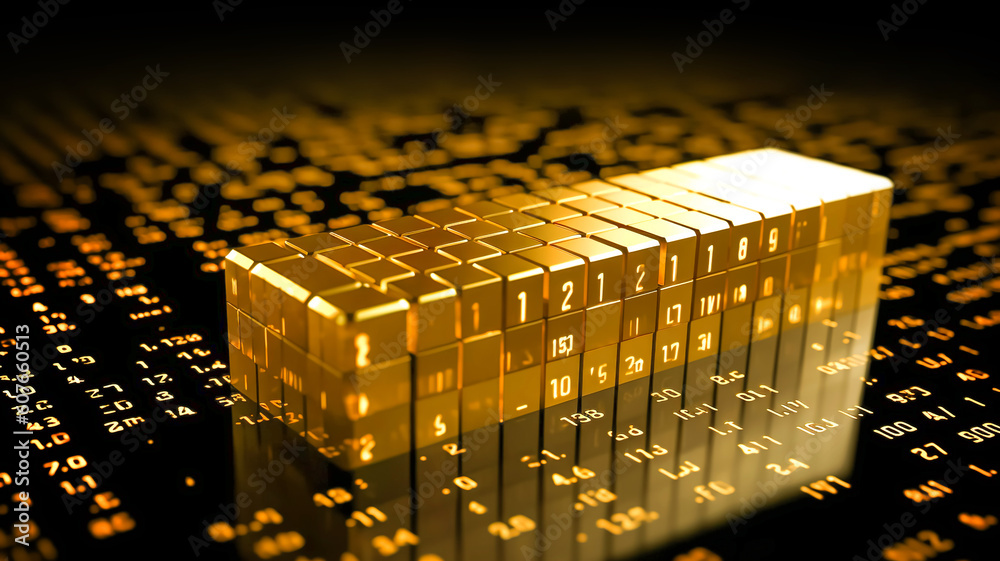 Gold bar with investment concepts.market price monitor.financial economy and strategy.wealth of investor asset.generative ai technology Gold bar with investment concepts.market price monitor.financial economy and strategy.wealth of investor asset.generative ai technology