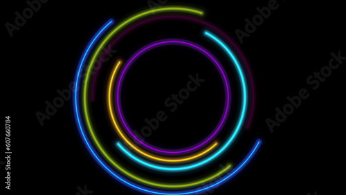 Colorful laser neon circles abstract tech background