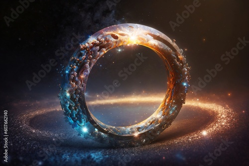luminous ring floats in the vastness of the universe created with Generative AI technology