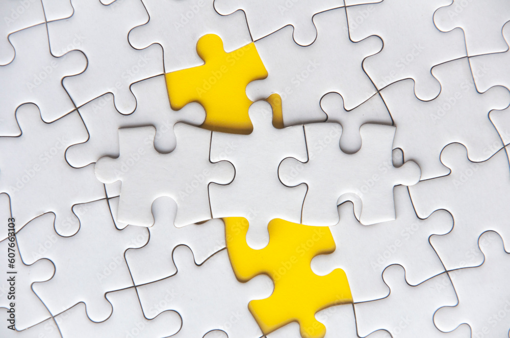 Separated jigsaw puzzle with customizable space for text. Copy space concept. Separated jigsaw puzzle with customizable space for text. Copy space concept.