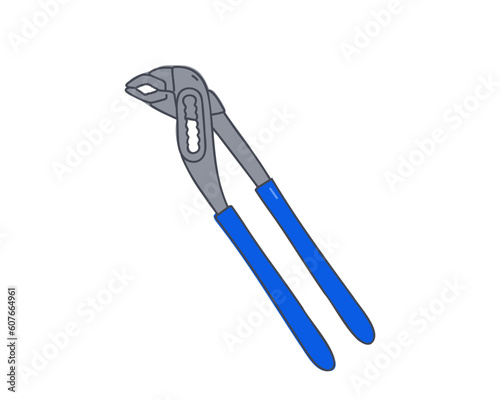 plumbing wrench, doodle vector illustration