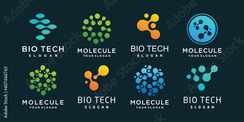 Set bio tech  logo design simple concept Premium Vector