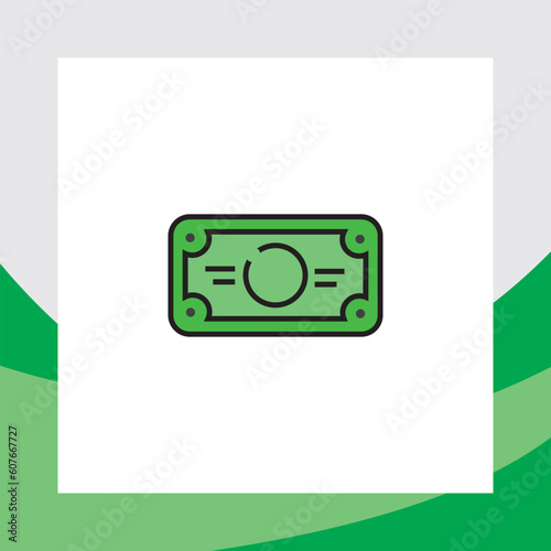green money icon, dollar bill symbol, green dollar bill financial illustration