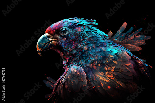 Image of a bird with beautiful bright colors. Animals. Illustration, Generative AI.