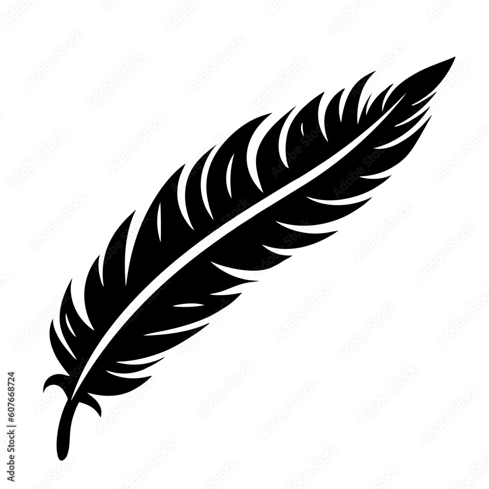 Fototapeta premium Feather icon. Black feather icon. Feather silhouette. Vector illustration