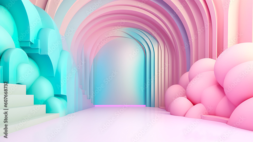 パステルカラーの立体背景 Generative AI パステルカラーの立体背景 Generative AI