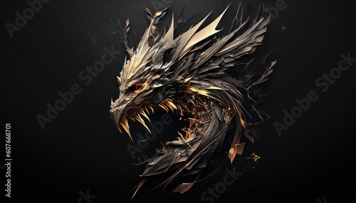 Fototapeta Naklejka Na Ścianę i Meble -  Dragon animal abstract wallpaper. Contrast background mythical creature in vivid colors generative ai