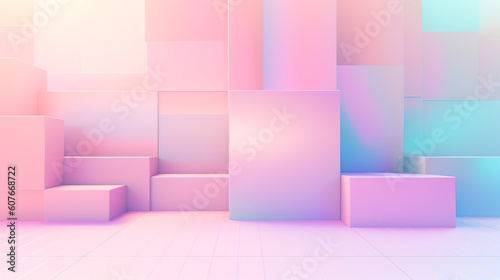 Fototapeta Naklejka Na Ścianę i Meble -  パステルカラーの立体背景　Generative AI