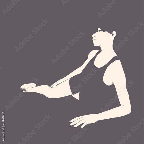 Lying woman silhouette. Sport girl illustration. Casual sportwear - t-shirt, breeches and sneakers. Young woman wearing workout clothes. Sport fashion girl in urban casual style.