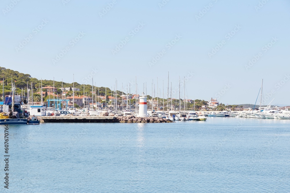 The scenic Cunda Island outside of Ayvalik, Turkey is a Greek town that retains much of its historic architecture