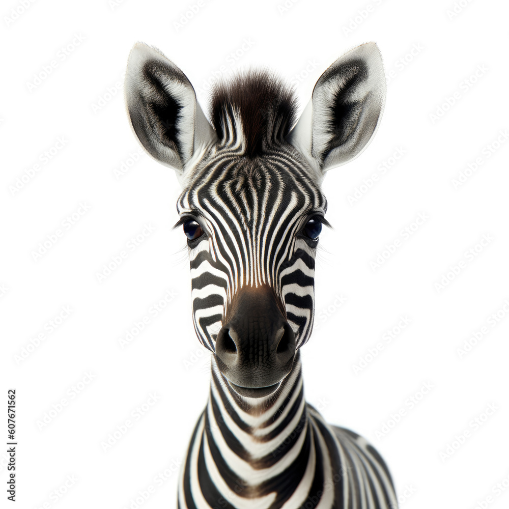 Cute baby zebra isolated on a white background. Generative AI Cute baby zebra isolated on a white background. Generative AI