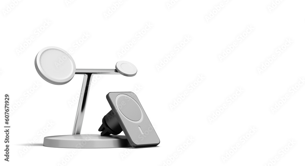 Wireless device charger 3d render on white Wireless device charger 3d render on white