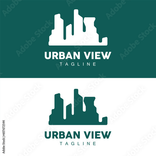 Skyline Logo, Simple Modern Design of Skyscrapers, Vector Cityscape Buildings, Icon Silhouette Illustration