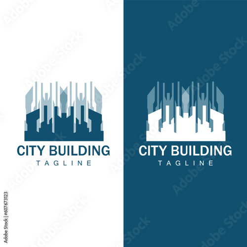 Skyline Logo, Simple Modern Design of Skyscrapers, Vector Cityscape Buildings, Icon Silhouette Illustration