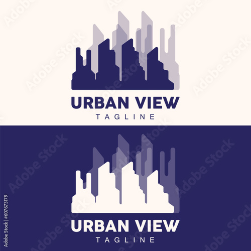 Skyline Logo, Simple Modern Design of Skyscrapers, Vector Cityscape Buildings, Icon Silhouette Illustration